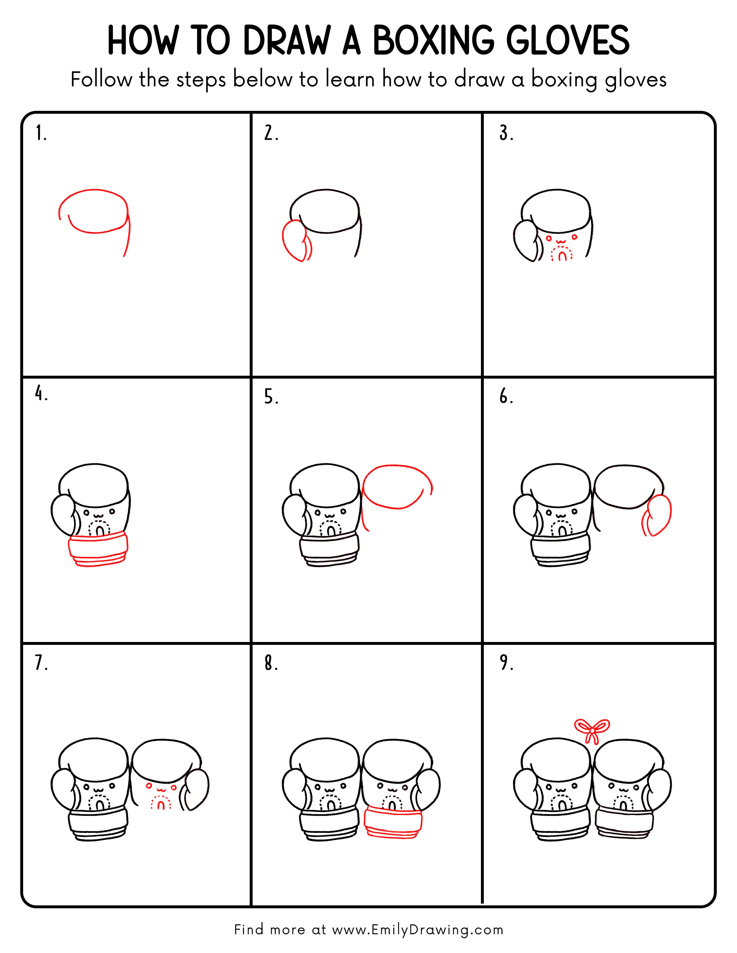 Printable Boxing Gloves Drawing Guide